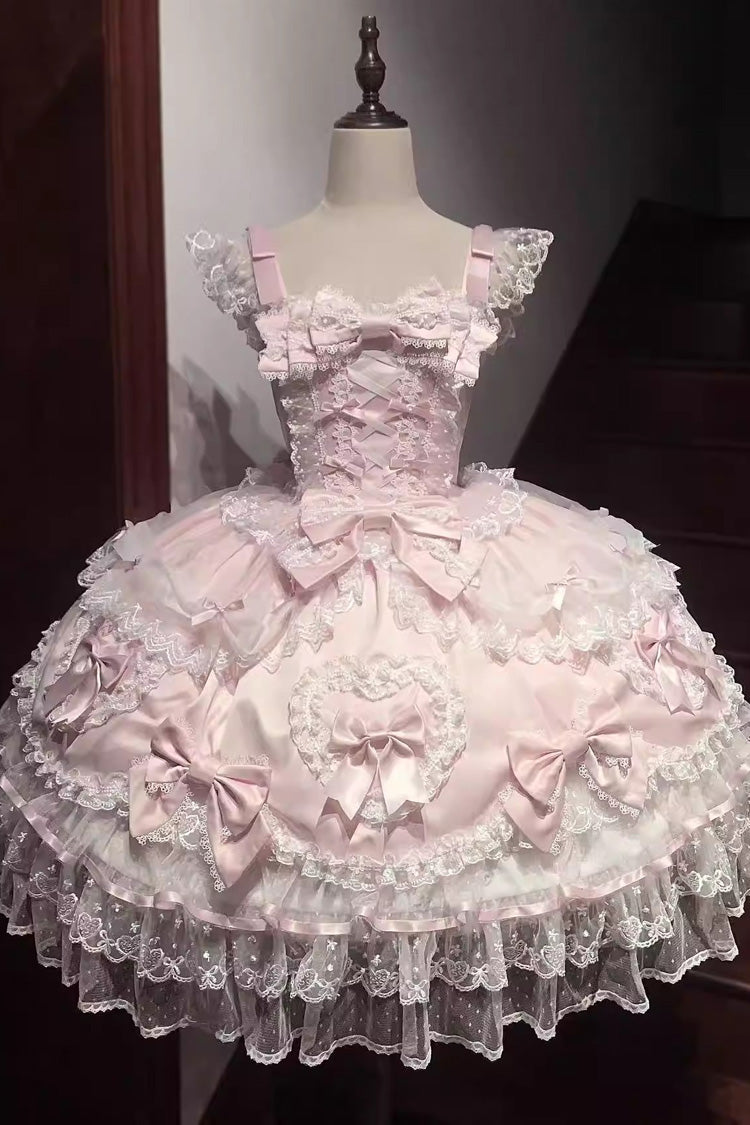 Lolita JSK Dress - Sweetheart, Pink, Layered, Lace-Up, Sweet Style - additional product view 3