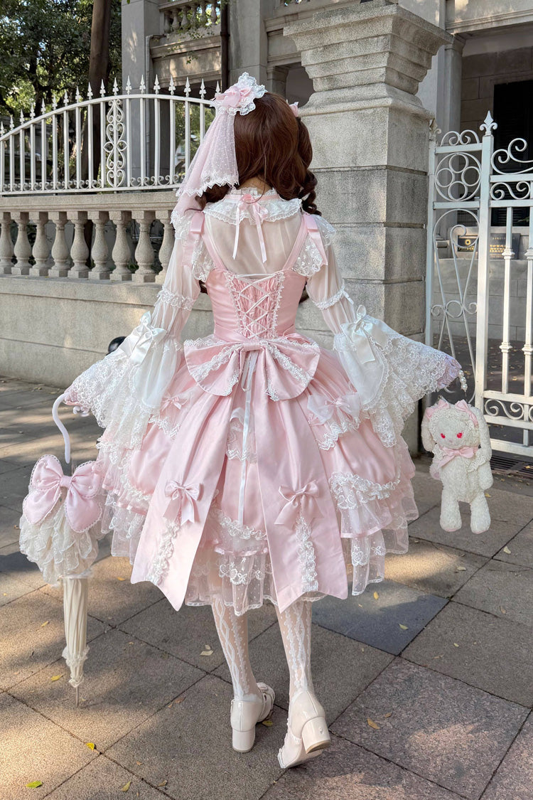 Lolita JSK Dress - Sweetheart, Pink, Layered, Lace-Up, Sweet Style - additional product view 5