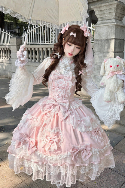 Lolita JSK Dress - Sweetheart, Pink, Layered, Lace-Up, Sweet Style - additional product view 8