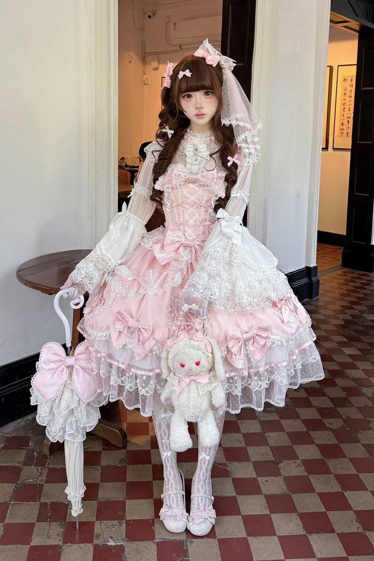 Lolita JSK Dress - Sweetheart, Pink, Layered, Lace-Up, Sweet Style - additional product view 9