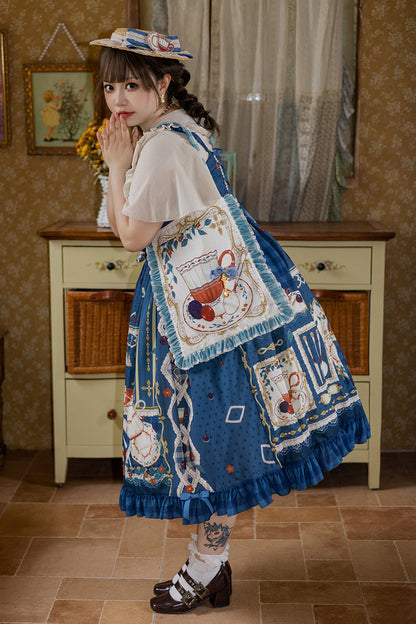 Lolita JSK Dress - Tea Party, Blue, Ruffled, Printed, Sweet Style - additional product view 9