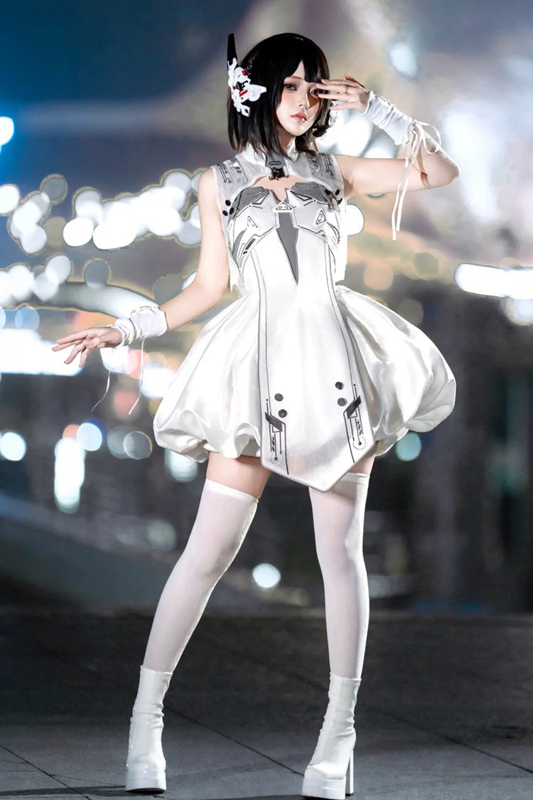 Lolita JSK Dress - Tech Light Realm, White, Punk Style, Printed - additional product view 2