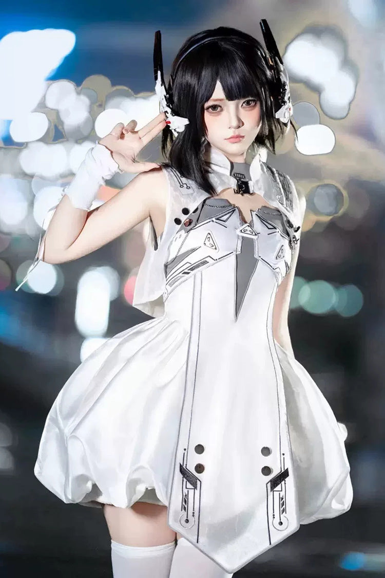Lolita JSK Dress - Tech Light Realm, White, Punk Style, Printed - additional product view 3