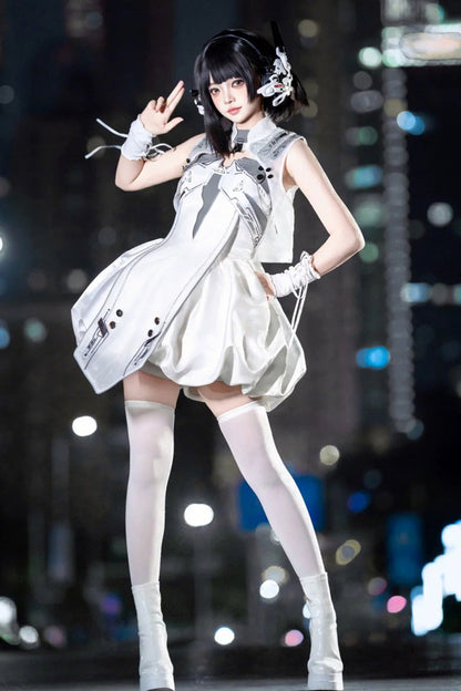 Lolita JSK Dress - Tech Light Realm, White, Punk Style, Printed - additional product view 4