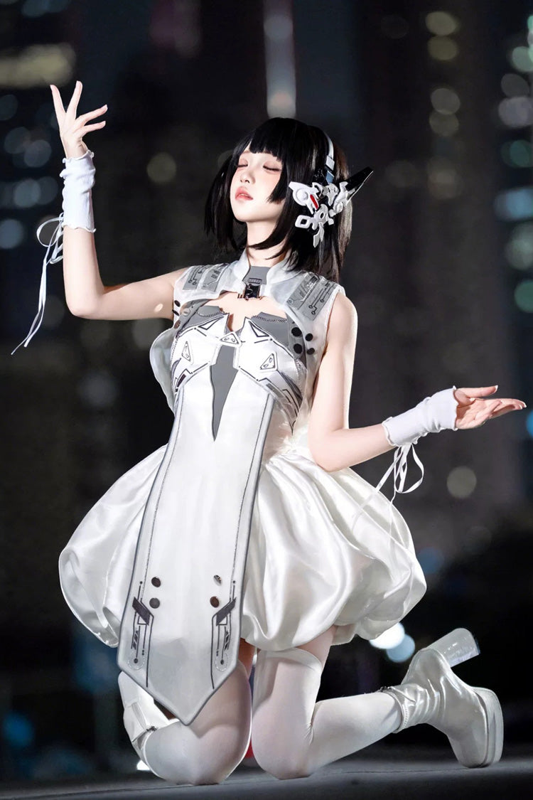 Lolita JSK Dress - Tech Light Realm, White, Punk Style, Printed - additional product view 7