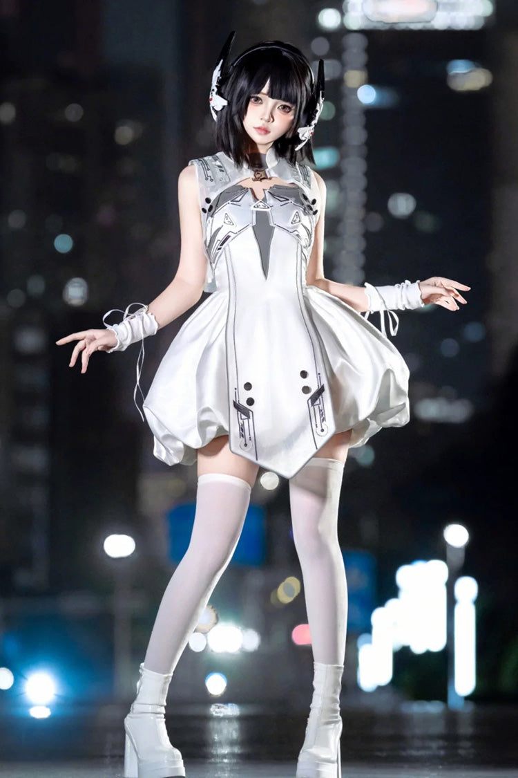Lolita JSK Dress - Tech Light Realm, White, Punk Style, Printed - additional product view 8