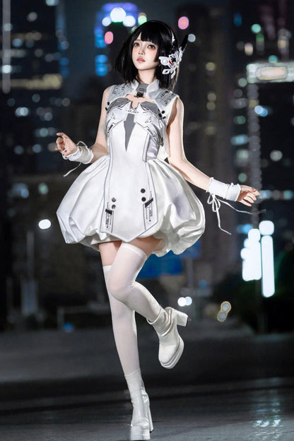 Lolita JSK Dress - Tech Light Realm, White, Punk Style, Printed - additional product view 9