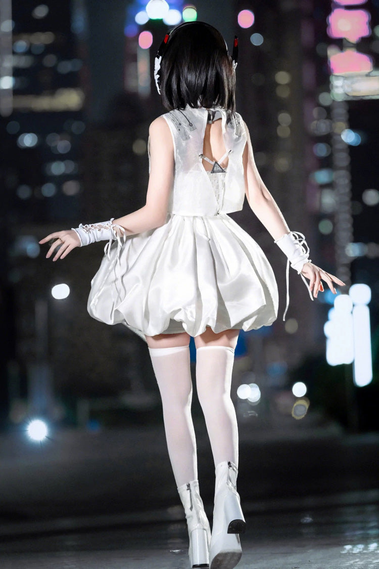 Lolita JSK Dress - Tech Light Realm, White, Punk Style, Printed - additional product view 11