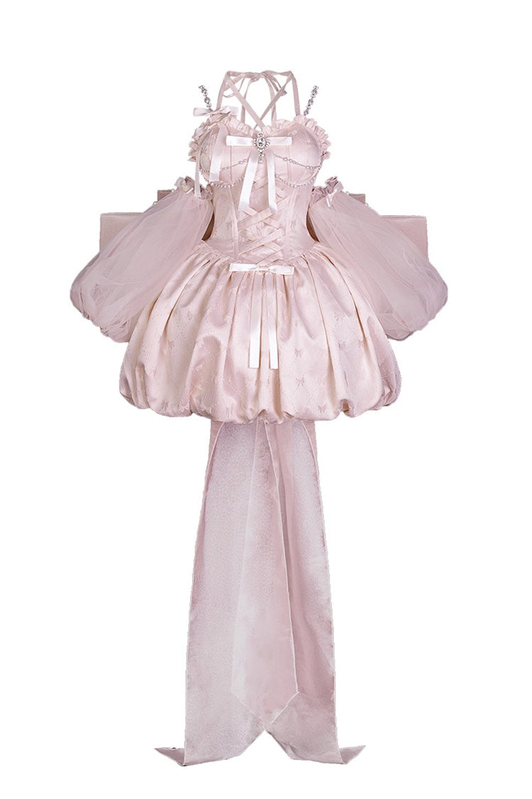 Lolita JSK Dress - The Runaway Princess, Pink, Lace-Up, Sweet Style, Bow Detail - additional product view 3