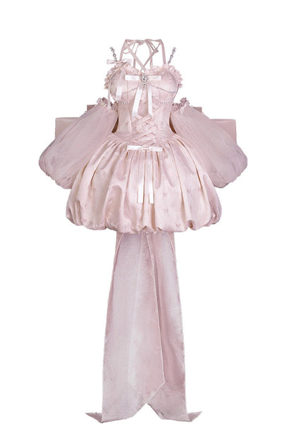 Lolita JSK Dress - The Runaway Princess, Pink, Lace-Up, Sweet Style, Bow Detail - additional product view 3