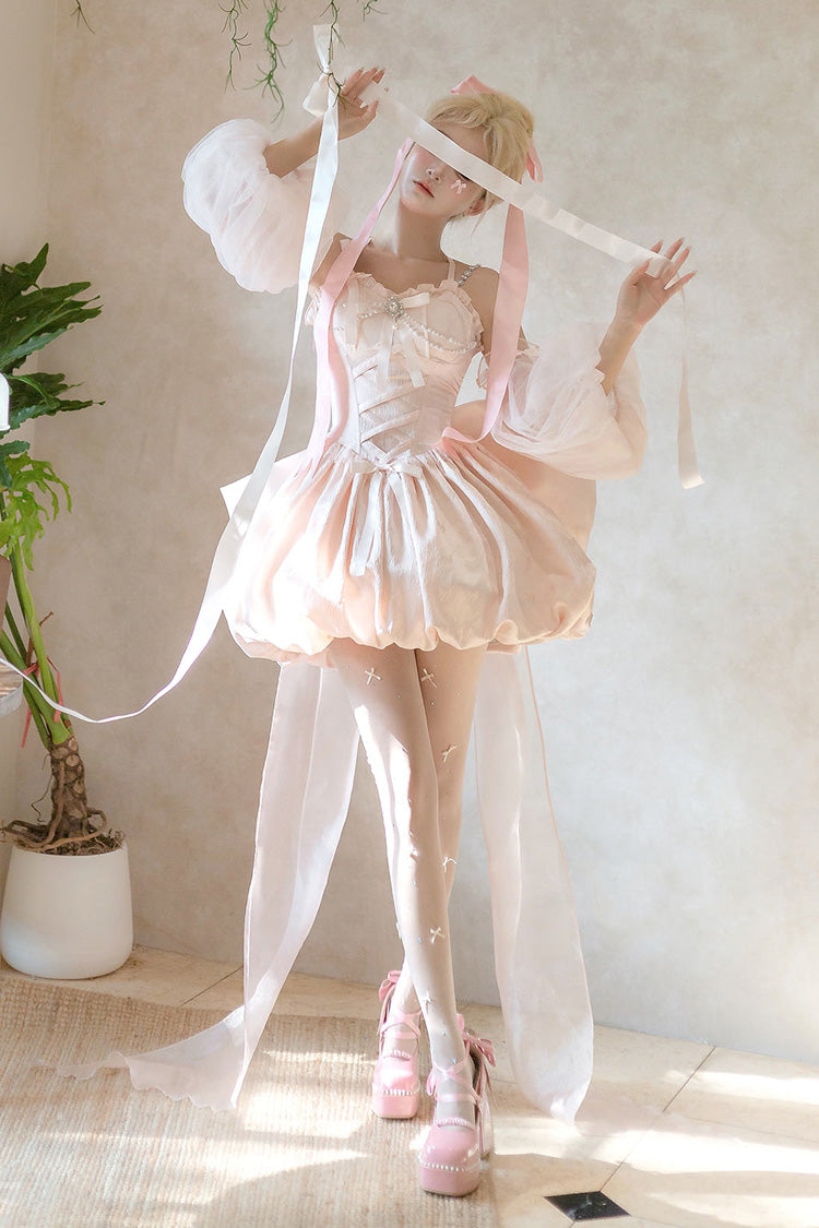Lolita JSK Dress - The Runaway Princess, Pink, Lace-Up, Sweet Style, Bow Detail - additional product view 7