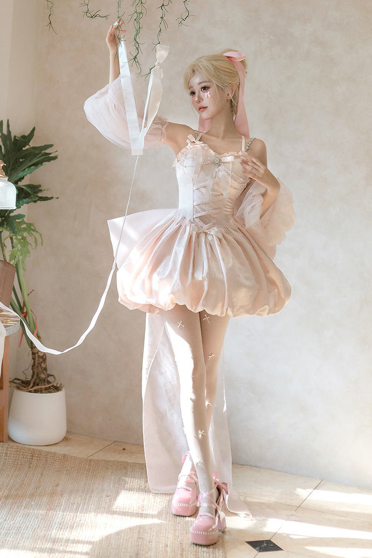 Lolita JSK Dress - The Runaway Princess, Pink, Lace-Up, Sweet Style, Bow Detail - additional product view 9