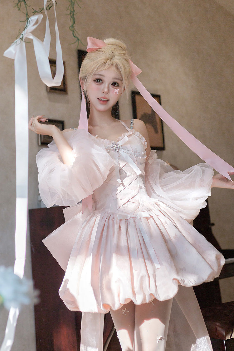 Lolita JSK Dress - The Runaway Princess, Pink, Lace-Up, Sweet Style, Bow Detail - additional product view 10