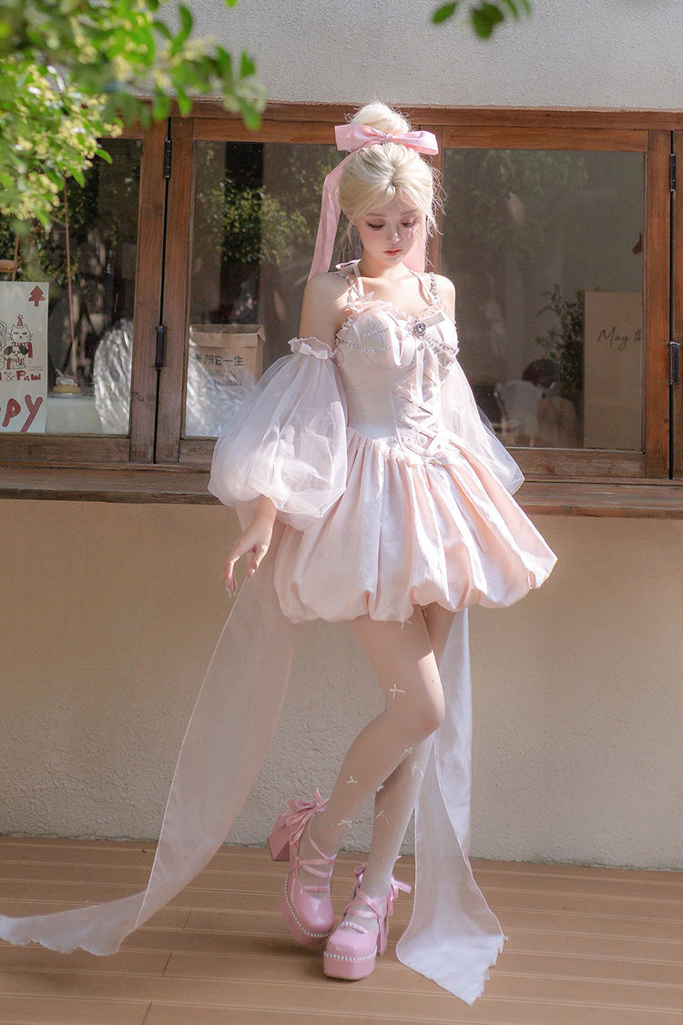 Lolita JSK Dress - The Runaway Princess, Pink, Lace-Up, Sweet Style, Bow Detail - additional product view 11
