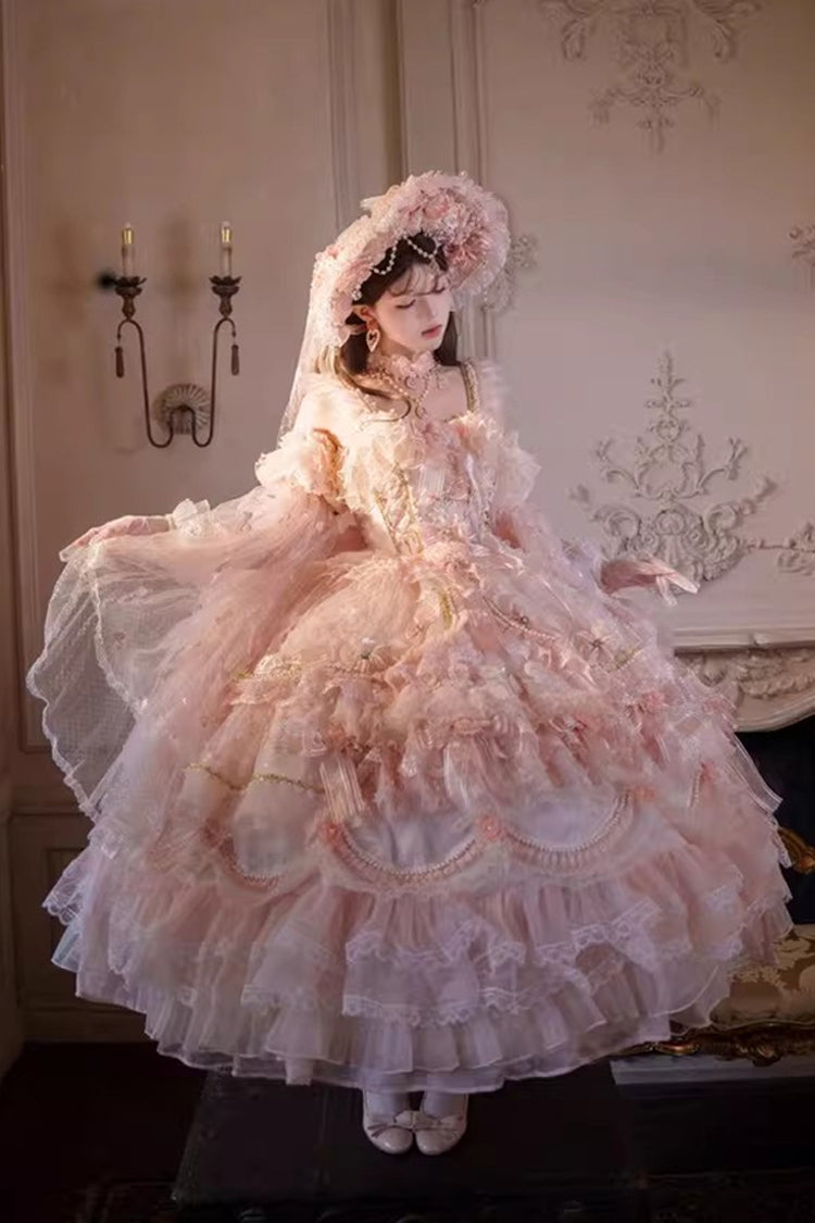 Lolita JSK Dress - The Runaway Princess, Pink, Plus Size, Printed, Layered - additional product view 3
