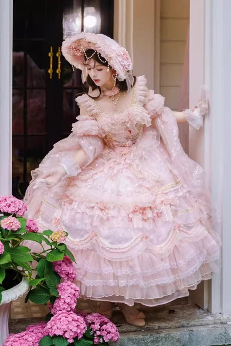 Lolita JSK Dress - The Runaway Princess, Pink, Plus Size, Printed, Layered - additional product view 4