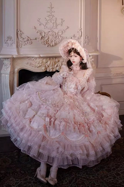 Lolita JSK Dress - The Runaway Princess, Pink, Plus Size, Printed, Layered - additional product view 5
