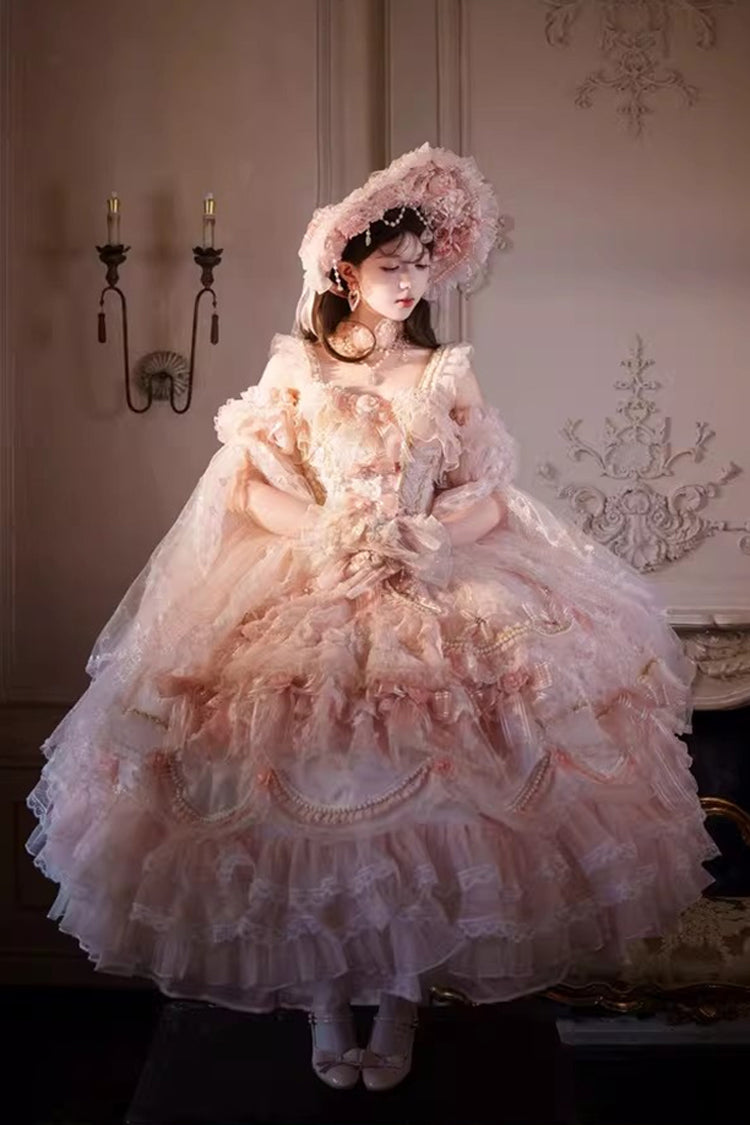Lolita JSK Dress - The Runaway Princess, Pink, Plus Size, Printed, Layered - additional product view 6