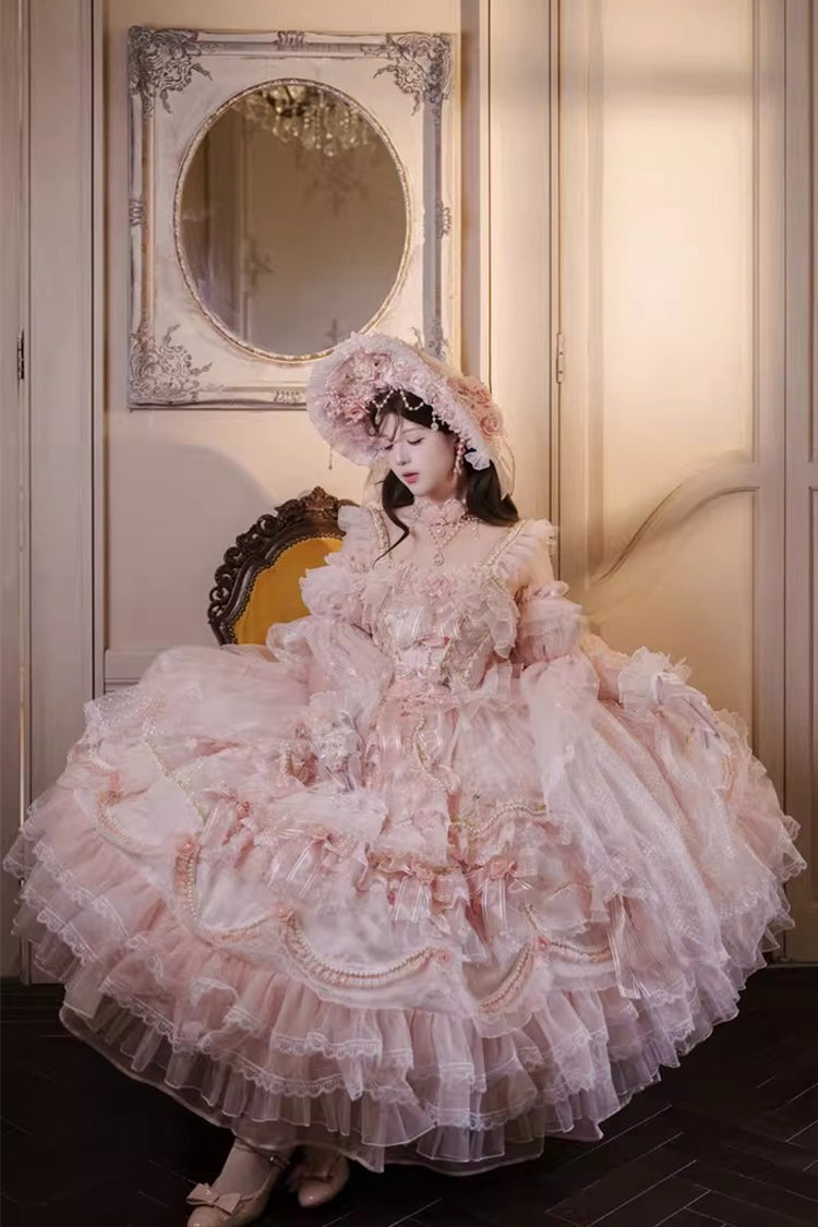 Lolita JSK Dress - The Runaway Princess, Pink, Plus Size, Printed, Layered - additional product view 7