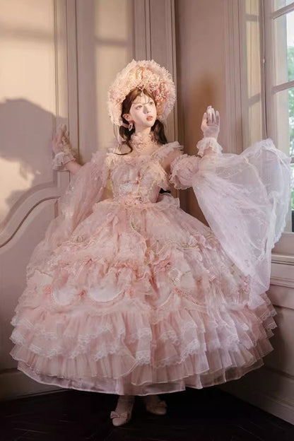 Lolita JSK Dress - The Runaway Princess, Pink, Plus Size, Printed, Layered - additional product view 8