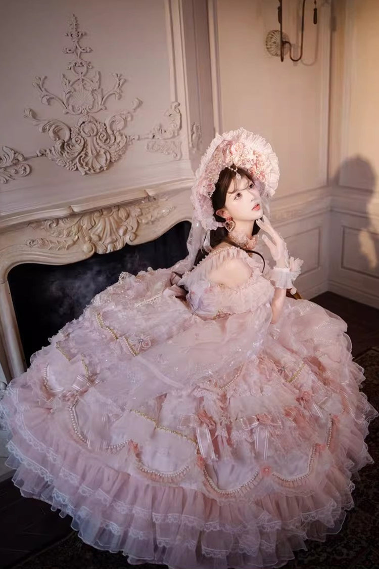 Lolita JSK Dress - The Runaway Princess, Pink, Plus Size, Printed, Layered - additional product view 9