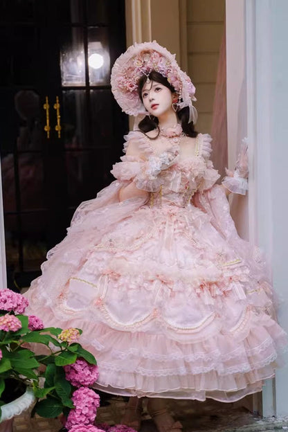 Lolita JSK Dress - The Runaway Princess, Pink, Plus Size, Printed, Layered - additional product view 10