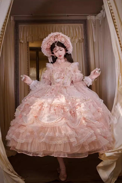Lolita JSK Dress - The Runaway Princess, Pink, Plus Size, Printed, Layered - additional product view 14