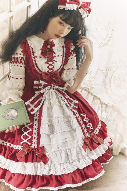 Lolita JSK Dress - Tina's Gift, 2 Colors, Embroidered, Layered, Sweet Style - additional product view 3