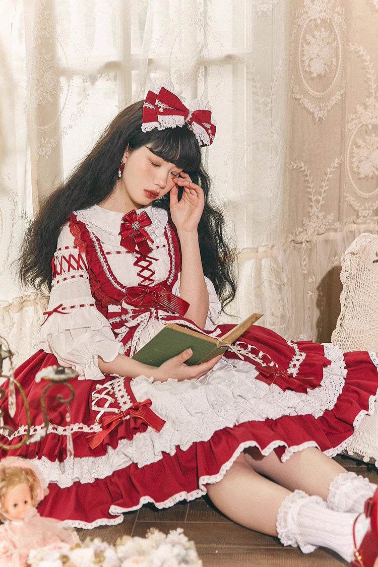Lolita JSK Dress - Tina's Gift, 2 Colors, Embroidered, Layered, Sweet Style - additional product view 5