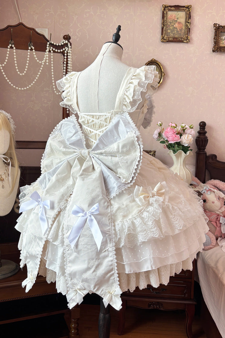 Lolita JSK Dress - Triple-layered Ruffle Embroidery, Ivory, Plus Size, Embroidered - additional product view 2