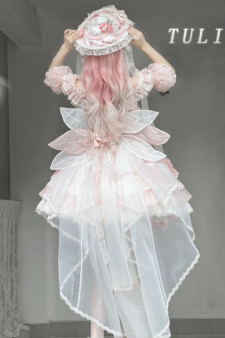 Lolita JSK Dress - Tulip And Wind Chime, Pink, Sweet Style, Bow Detail, Lace Trim - additional product view 3
