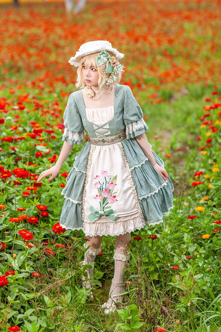 Lolita JSK Dress - Tulip Print, 3 Colors, Sweet Style, Printed, Embroidered - additional product view 5