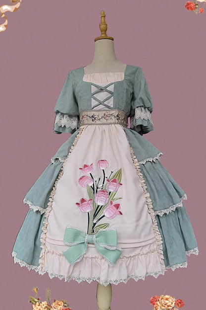 Lolita JSK Dress - Tulip Print, 3 Colors, Sweet Style, Printed, Embroidered - additional product view 6