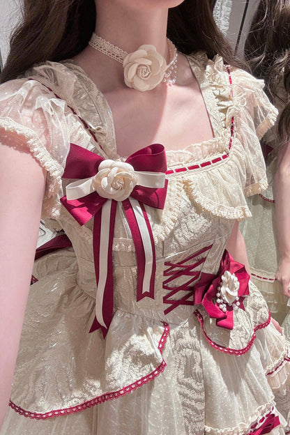 Lolita JSK Dress - Tycoon's Daughter, 2 Colors, Ruffled, Sweet Style, Bow Detail - additional product view 3