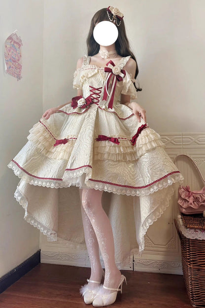 Lolita JSK Dress - Tycoon's Daughter, 2 Colors, Ruffled, Sweet Style, Bow Detail - main product image