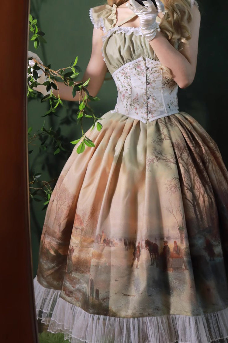 Lolita JSK Dress - Village Print, 2 Colors, Ruffled, Printed, Sweet Style - additional product view 6