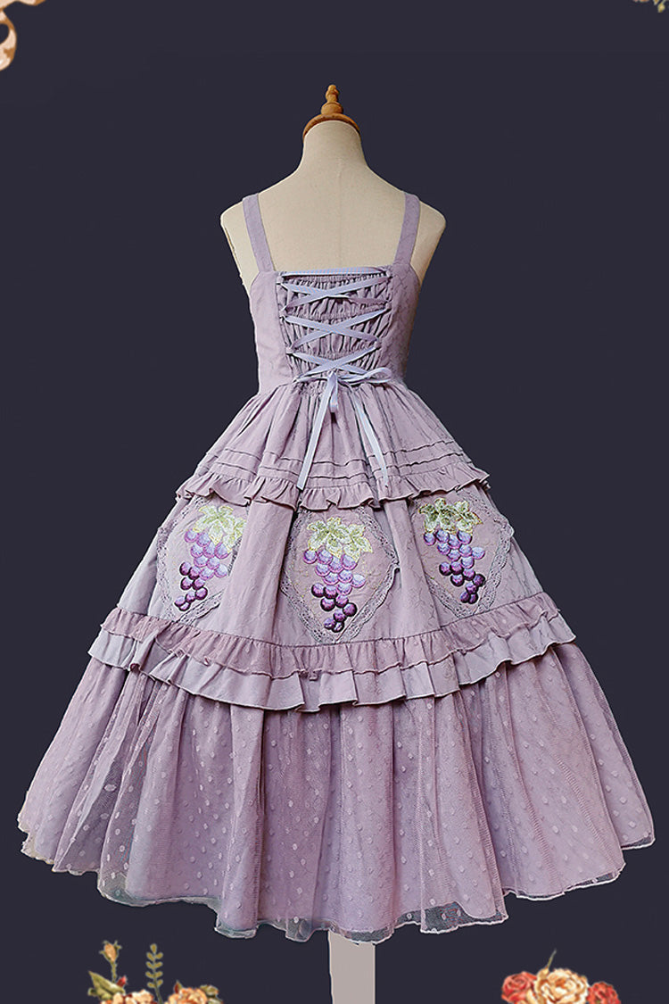 Lolita JSK Dress - Vineyard, Purple, Printed, Embroidered, Sweet Style - additional product view 6