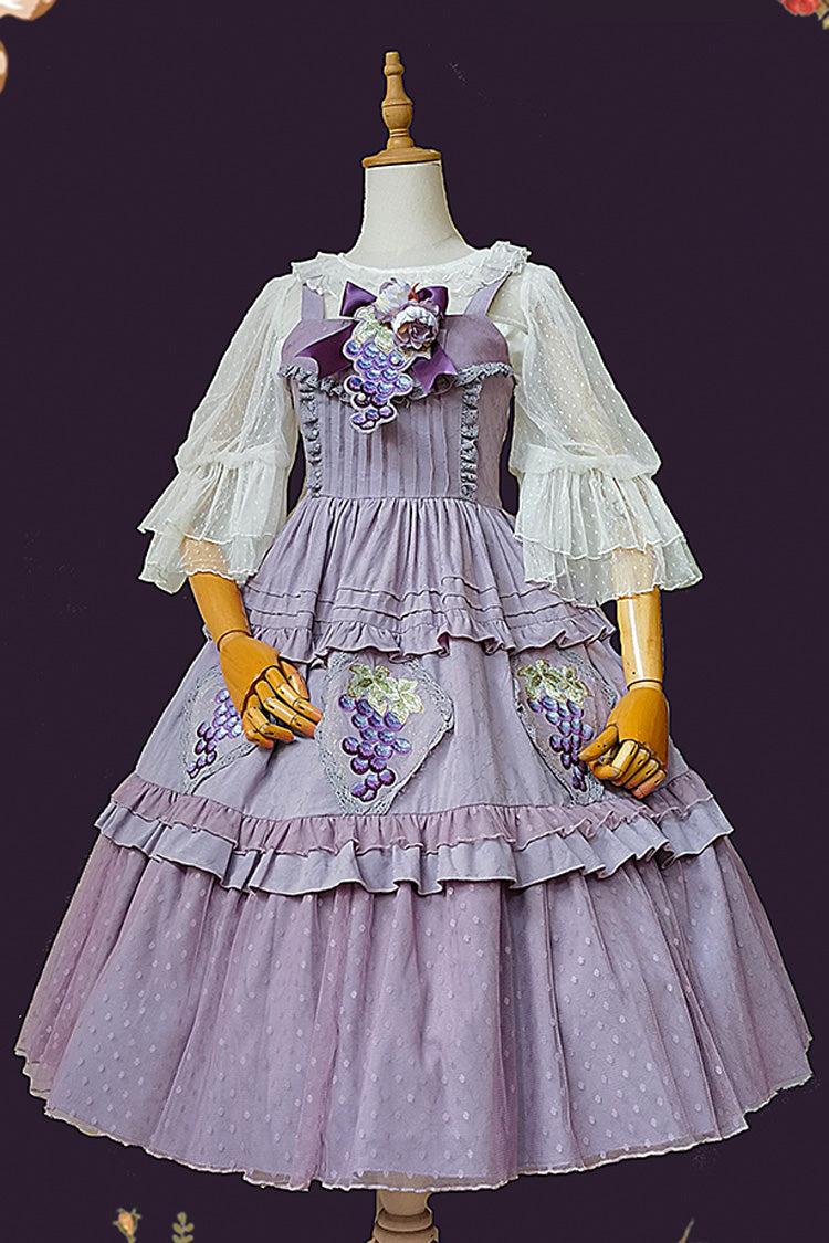 Lolita JSK Dress - Vineyard, Purple, Printed, Embroidered, Sweet Style - additional product view 7