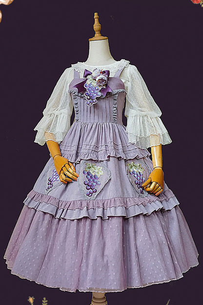 Lolita JSK Dress - Vineyard, Purple, Printed, Embroidered, Sweet Style - additional product view 7