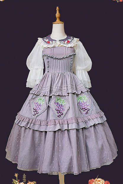 Lolita JSK Dress - Vineyard, Purple, Printed, Embroidered, Sweet Style - additional product view 8