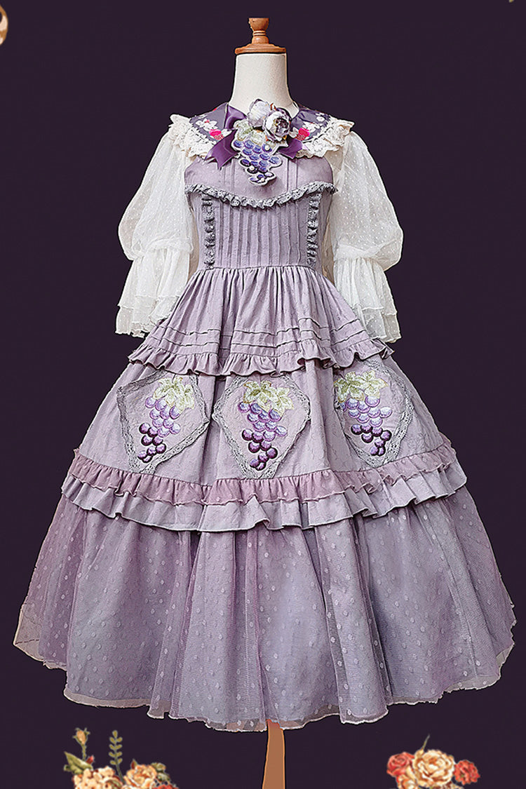 Lolita JSK Dress - Vineyard, Purple, Printed, Embroidered, Sweet Style - additional product view 9