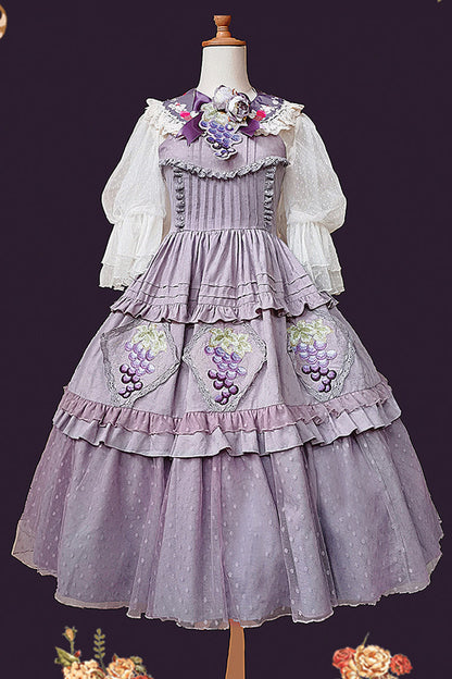 Lolita JSK Dress - Vineyard, Purple, Printed, Embroidered, Sweet Style - additional product view 9