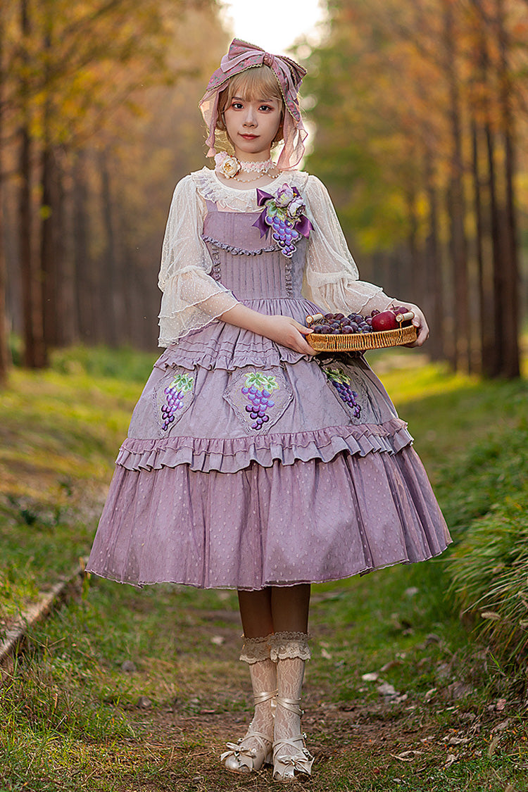 Lolita JSK Dress - Vineyard, Purple, Printed, Embroidered, Sweet Style - main product image