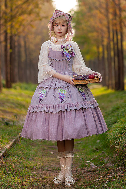 Lolita JSK Dress - Vineyard, Purple, Printed, Embroidered, Sweet Style - main product image