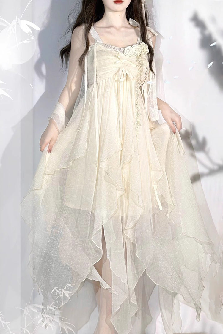 Lolita JSK Dress - Wanderer's Song, Ivory, High-Low Hem, Bow Detail, Sweet Style - additional product view 2