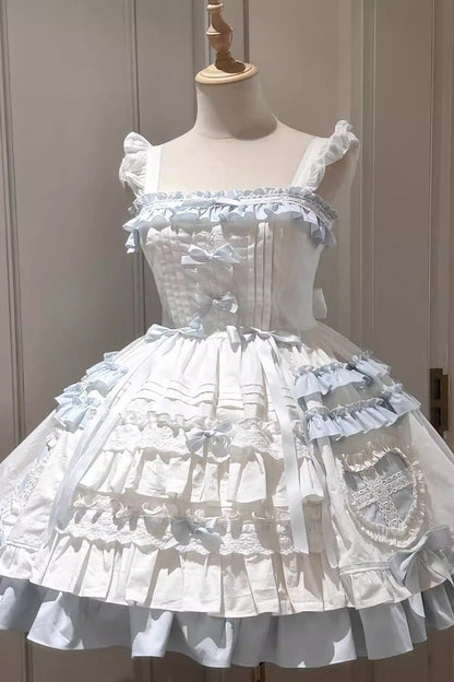 Lolita JSK Dress - Window Dolls, 2 Colors, Layered, Sweet Style, Bow Detail - additional product view 2