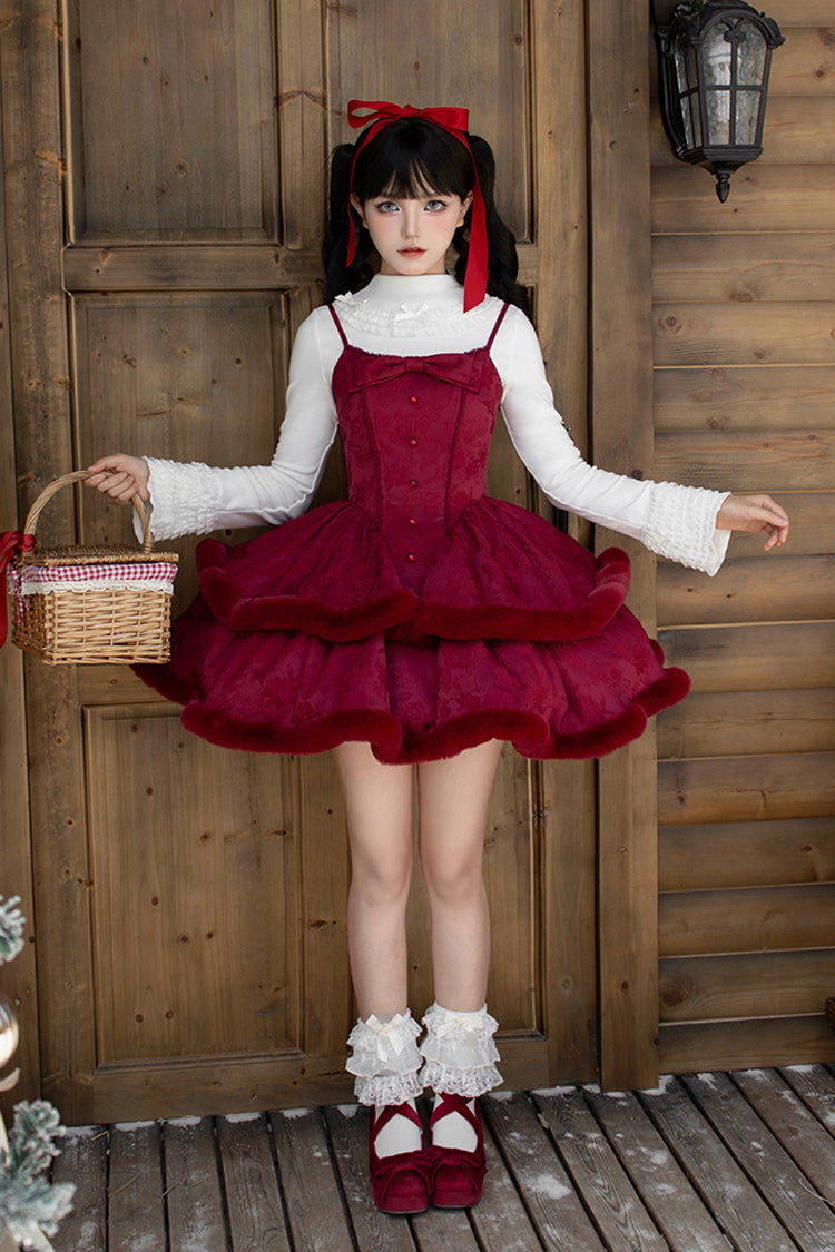 Lolita JSK Dress - Winter's Wish, 2 Colors, Sweet Style, Bow Detail, Layered - additional product view 2