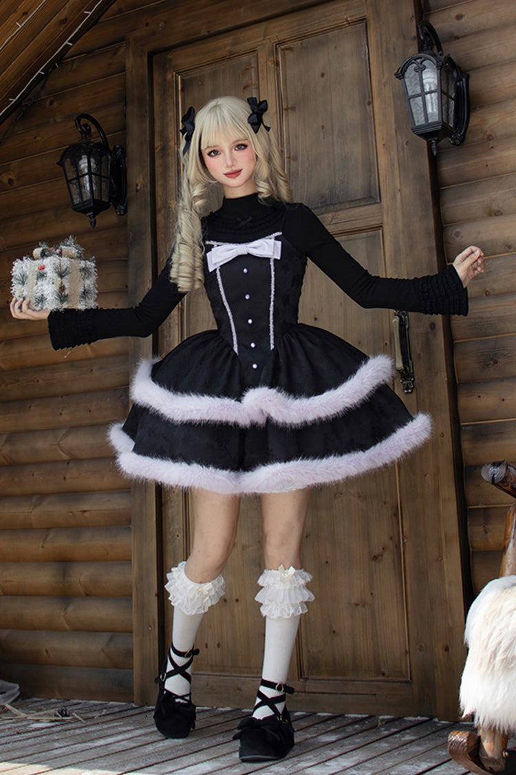 Lolita JSK Dress - Winter's Wish, 2 Colors, Sweet Style, Bow Detail, Layered - additional product view 3