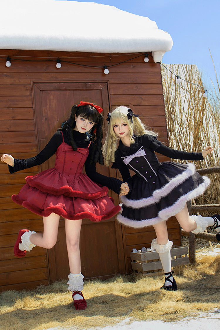 Lolita JSK Dress - Winter's Wish, 2 Colors, Sweet Style, Bow Detail, Layered - additional product view 4
