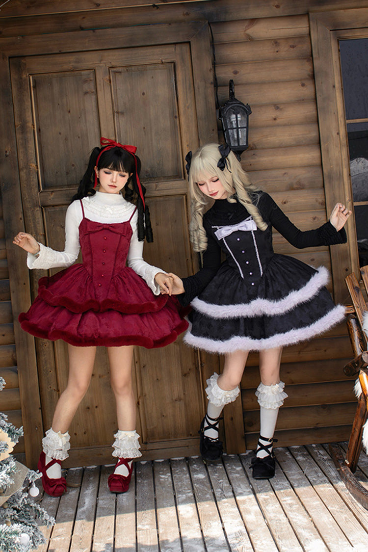 Lolita JSK Dress - Winter's Wish, 2 Colors, Sweet Style, Bow Detail, Layered - additional product view 5
